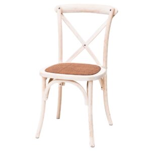 Chaise empilable à dossier croisé en bois d'orme (cérusé) - 45 x 42 x 90 cm